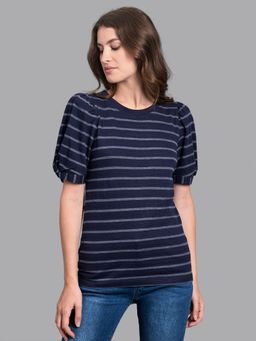Beverly Hills Polo Club - Navy Blue Light As Air Textured Puff Sleeve Tee