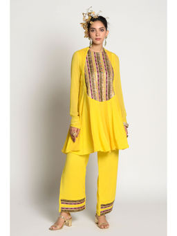 RISHI & VIBHUTI - Amber Breeze Kurta With Pant (Set of 2)