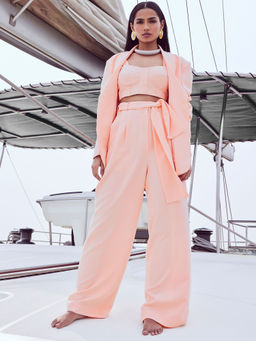 Nirmooha - Orange Blazer with Belt (Set of 2)