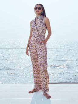 Nirmooha - Multi-Color Sequin Printed Crop Vest Top