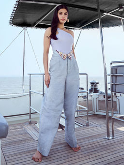 Nirmooha - Blue Pleated High Waist Wide Pants