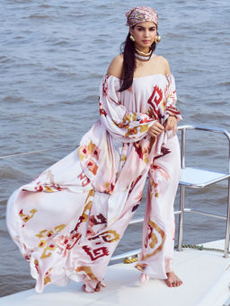 Nirmooha - White Patola Printed Flared Pants