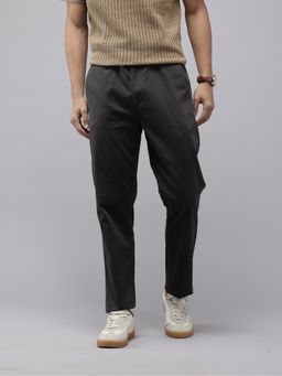 GENIPS - Grey Men Cotton Relaxed Fit Causal Trouser