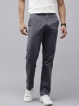 GENIPS - Grey Men Cotton Relaxed Fit Causal Trouser