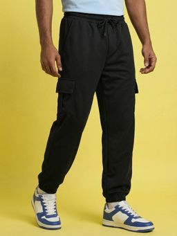 Buynewtrend - Black Men Twill Blend Cargo Joggers