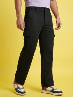Buynewtrend - Black Men Twill Blend Cargo Pants