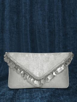 Peora - Womens Silver Handmade Evening Stylish Fashion Clutch with Detachable Strap