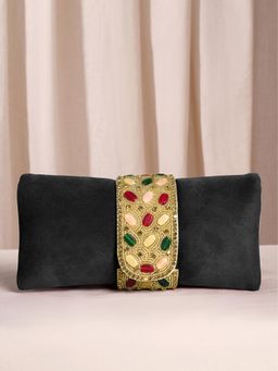 Peora - Womens Handmade Evening Stylish Bridal Fashion Black Velvet Clutch with Detachable Strap