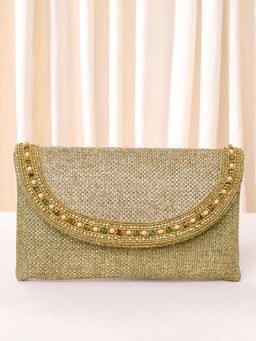 Peora - Womens Handcrafted Fashion Evening Brown Clutch with Detachable Strap