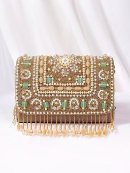 Peora - Womens Pink Ethnic Embellished Fancy Evening Clutch with Detachable Strap