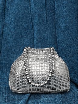 Peora - Womens Handmade Evening Wristlet Silver Stylish Handbag