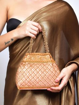 Peora - Womens Ethnic Wristlet Peach Potli Bag