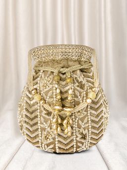 Peora - Womens Handmade Evening Wristlet Gold Potli Bag