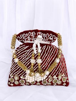 Peora - Womens Evening Wristlet Stylish Bridal Maroon Potli Bag