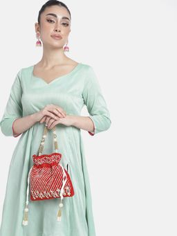 Peora - Womens Evening Wristlet Stylish Bridal Red Potli Bag