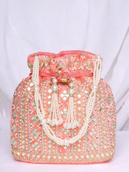 Peora - Womens Handmade Evening Peach Potli Bag