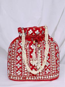 Peora - Womens Handmade Evening Red Potli Bag