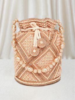 Peora - Womens Handmade Evening Wristlet Rose Gold Potli Bag