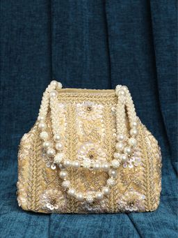 Peora - Womens Handmade Evening Ethnic Bridal Cream Handbag