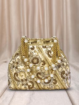 Peora - Womens Gold Handmade Evening Handbag