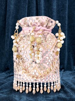 Peora - Womens Handmade Evening Stylish Bridal Pink Potli Bag