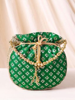 Peora - Womens Fancy Evening Green Ethnic Embroidered Potli Bag