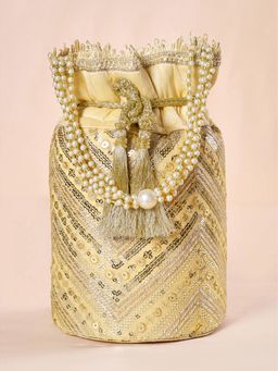 Peora - Womens Ethnic Gold Embellished Potli Bag
