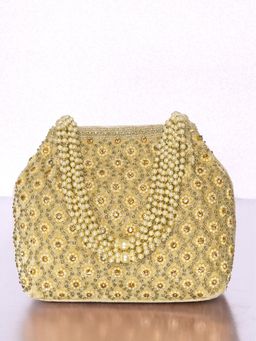 Peora - Womens Stylish Bridal Gold Handmade Handbag