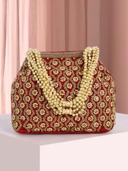 Peora - Womens Stylish Bridal Maroon Handmade Handbag