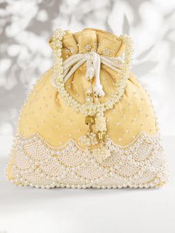 Peora - Womens Handmade Stylish Bridal Gold Potli Bag