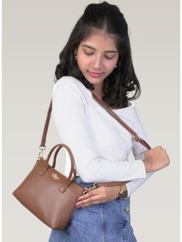 LIVRO - Womens Brown Vegan Leather Sling Bag with Handle