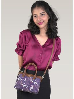 LIVRO - Womens Purple Vegan Leather Sling Bag with Handle