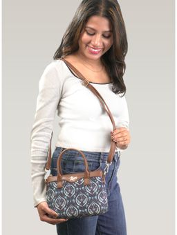 LIVRO - Womens Blue Vegan Leather Sling Bag with Handle