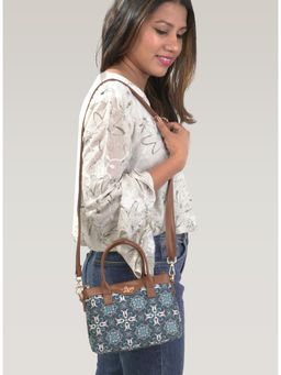 LIVRO - Womens Blue Vegan Leather Sling Bag with Handle