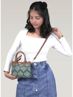 LIVRO - Womens Green Vegan Leather Sling Bag with Handle