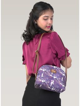 LIVRO - Womens Blue Vegan Leather Floral Printed Sling Bag