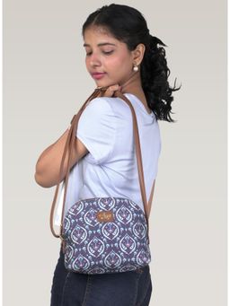 LIVRO - Womens Blue Vegan Leather Floral Printed Sling Bag