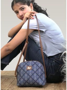 LIVRO - Womens Blue Vegan Leather Floral Printed Sling Bag