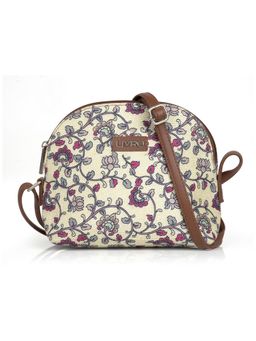 LIVRO - Womens White Vegan Leather Floral Printed Sling Bag