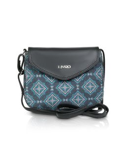LIVRO - Womens Blue Vegan Leather Sling Bag with Adjustable Strap