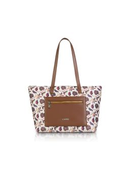 LIVRO - Womens Multi-Color Vegan Leather Jute Floral Printed Double Handle Tote Bag