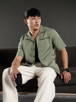 Eszett - Limited Edition Embroidery Sage Green Cuban Shirt