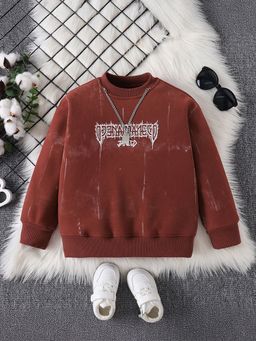 Hopscotch - Printed Full-Sleeve Sweatshirt with Necklace