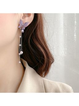 Yellow Chimes - Purple Contemporary Drop Earrings