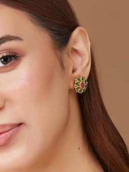 Fabindia - Women Green and Pink Stud Earrings
