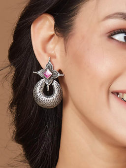 Fabindia - Women Floral Pink Drop Earrings