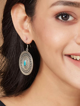 Fabindia - Women Turquoise Stylish Round Drop Earrings
