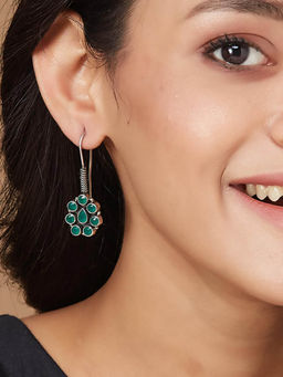 Fabindia - Women Green Floral Dangler Earrings