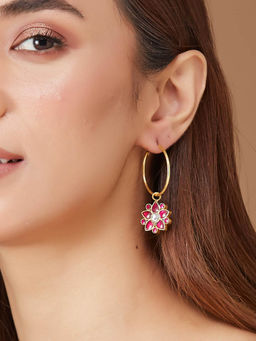 Fabindia - Women Red Floral Dangler Earrings