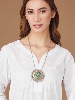 Fabindia - Women Metal Green Long Necklace